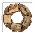 Decorative wreath made of natural wood pieces, round, 35cm | Floristik24.ie