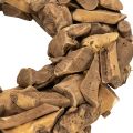 Decorative wreath made of natural wood pieces, round, 35cm | Floristik24.ie