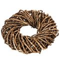Wreath made of natural twigs, round rattan wreath for crafting, 35cm | Floristik24.ie
