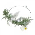 Floristik24 Illuminated wreath with fir trees and balls, Advent, winter decoration to hang, LED decoration ring silver W45cm Ø30cm