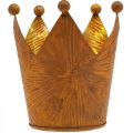 Tea light holder crown rust gold look metal decoration H10cm | Floristik24.ie