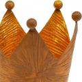 Tea light holder crown rust gold look metal decoration H10cm | Floristik24.ie
