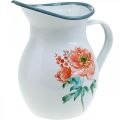 Floristik24 Decorative jug, flower vase vintage look, enamel jug with rose motif H19cm