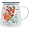 Floristik24 Decorative jug with wild roses, enamel jug, metal vase vintage look H12.5cm