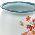 Floristik24 Decorative jug with wild roses, enamel jug, metal vase vintage look H12.5cm
