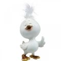 Floristik24 Happy Easter chick, duck with feather, Easter decoration chick white, golden H14cm