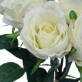 Artificial roses in bunch white 30cm 8 pcs | Floristik24.ie