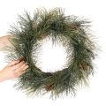 Artificial pine branch wreath with cones 60 cm | Floristik24.ie