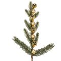 Floristik24 Artificial fir branch with gold-colored mini Christmas tree baubles, 46cm, 2 pieces