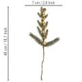 Artificial fir branch with gold-colored mini Christmas tree baubles, 46cm, 2 pieces | Floristik24.ie