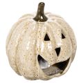 Floristik24 Ceramic pumpkin decoration with LED and grinning face, 13cm