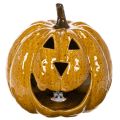 Ceramic pumpkin with face, LED decoration, Halloween, 19cm | Floristik24.ie