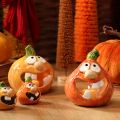 Pumpkin decorative figure and tealight holder, funny face, autumn decoration, 12cm, 2 pieces | Floristik24.ie