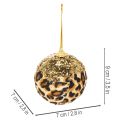 Christmas bauble leopard pattern with golden glitter 7cm 3pcs | Floristik24.ie