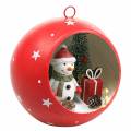 Floristik24 Christmas ball to hang snowman and LED red Ø14cm For batteries