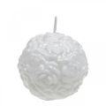 Floristik24 Ball candle roses round candle white candle decoration Ø7cm