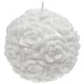 Floristik24 Ball candle roses round candle white table decoration Ø10.5cm