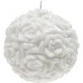 Floristik24 Ball candle roses round candle white table decoration Ø10.5cm