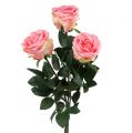 Floristik24 Artificial flower rose filled pink Ø10cm L65cm 3pcs