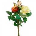 Artificial flowers, bouquet of roses, table decorations, silk flowers, artificial roses yellow-orange