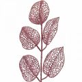 Floristik24 Artificial plants, deco leaves, artificial branch pink glitter L36cm 10p