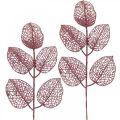 Floristik24 Artificial plants, deco leaves, artificial branch pink glitter L36cm 10p