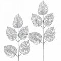 Floristik24 Artificial plants, branch decoration, deco leaf silver glitter L36cm 10p