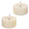 LED tea light, warm white, flickering effect and timer, real wax, battery operated, 7cm, 2 pieces | Floristik24.ie