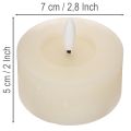 LED tea light, warm white, flickering effect and timer, real wax, battery operated, 7cm, 2 pieces | Floristik24.ie