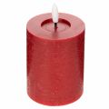 Floristik24 LED pillar candle made of real wax in red with timer and warm white light, 12cm
