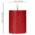 LED pillar candle made of real wax in red with timer and warm white light, 12cm | Floristik24.ie