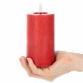 LED pillar candle in red with timer and warm white light, made of real wax, 15cm | Floristik24.ie