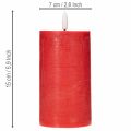 LED pillar candle in red with timer and warm white light, made of real wax, 15cm | Floristik24.ie