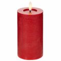 LED pillar candle in red with timer and warm white light, made of real wax, 15cm | Floristik24.ie
