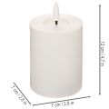 LED pillar candle, flickering, with timer, Ø7cm, 12cm | Floristik24.ie