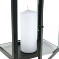 Floristik24 Decorative lantern black metal, rectangular glass lantern 19x15x30.5cm