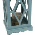 Floristik24 Wooden lantern with metal decoration, decorative lantern for hanging, garden decoration blue-silver H51cm