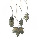 Floristik24 Leaves metal to hang antique gray autumn leaves 7.5-10cm 4pcs