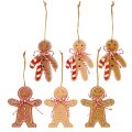 Gingerbread man decoration for hanging wood fiber assorted 8cm 12pcs | Floristik24.ie