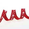 Floristik24 Jute ribbon with star motif red 15mm 15m