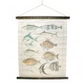 Floristik24 Deco scroll made of linen with fish 60cm x 72cm