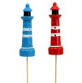 Floristik24 Lighthouse as plug blue, red 7.5cm L28cm 8pcs