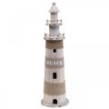 Floristik24 Lighthouse wood decoration white, natural maritime decoration H44cm