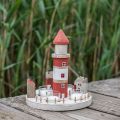 Floristik24 Lighthouse tea light holder red, white 4 tea lights Ø25cm H28m