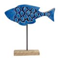 Floristik24 Maritime decorative wooden fish on stand blue 25cm × 24.5cm