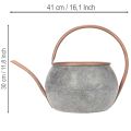 Metal decorative watering can, vintage country style, garden decoration, for planting, silver copper, L41cm Ø26cm H30cm | Floristik24.ie