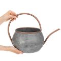 Metal decorative watering can, vintage country style, garden decoration, for planting, silver copper, L41cm Ø26cm H30cm | Floristik24.ie