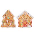 Christmas tin, cookie tin, Christmas tree and house, gingerbread look, 14cm, 2 pieces | Floristik24.ie