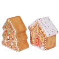 Christmas tin, cookie tin, Christmas tree and house, gingerbread look, 14cm, 2 pieces | Floristik24.ie