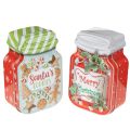 Floristik24 Metal cookie tin with Christmas motif in a cookie jar design, 15cm, 2 pieces